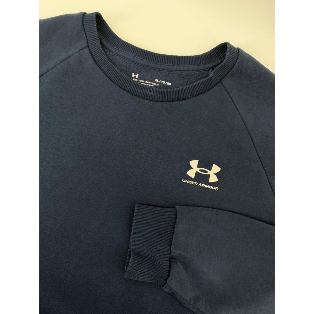 Under Armour Crewneck Sweatshirt Men's XL Navy Blue Fleece Pullover Loose